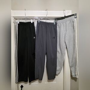 Boys Adidas Triple Pack: Black, Dark Gray, & Light Gray Track Pants Size M 10/12